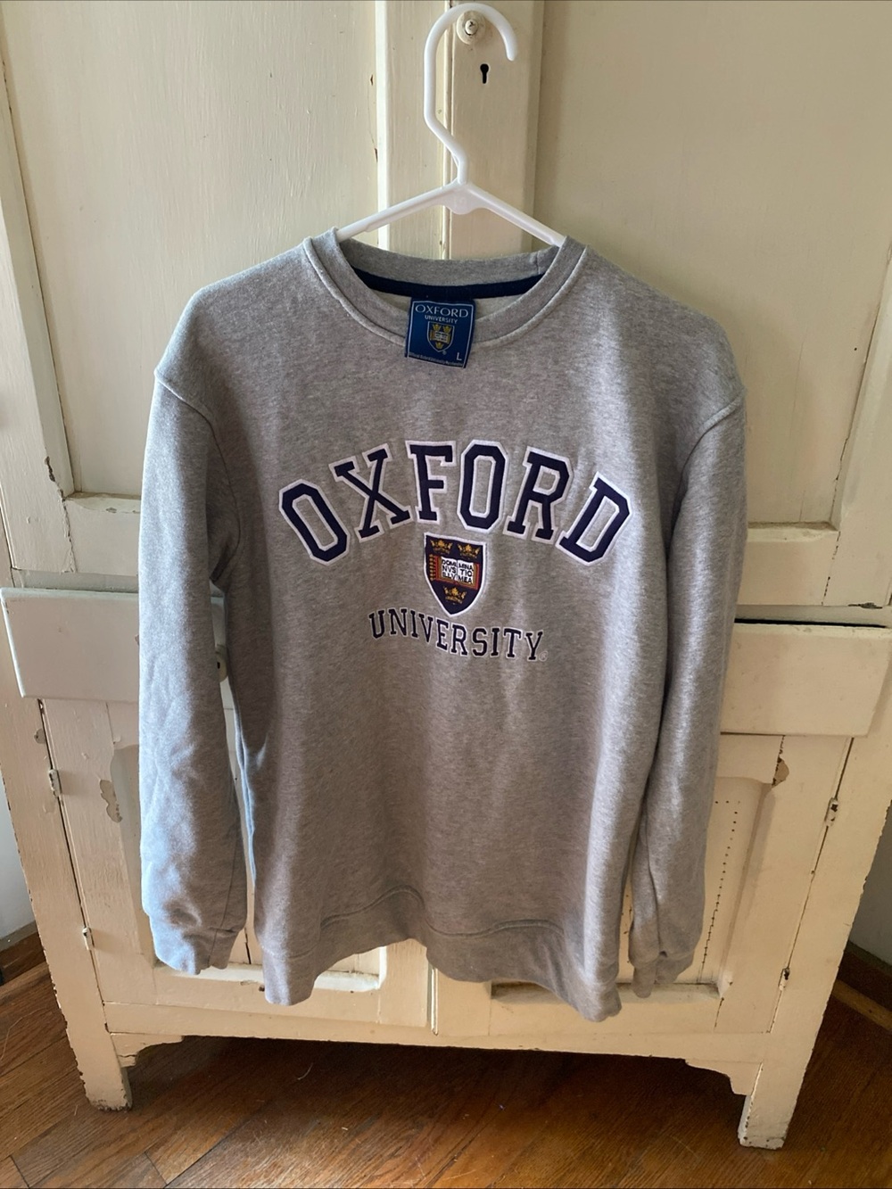 Oxford Gray Crewneck with Navy Lettering
